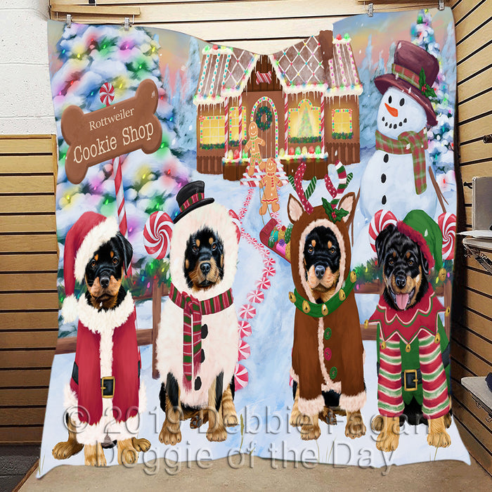 Holiday Gingerbread Cookie Rottweiler Dogs Quilt
