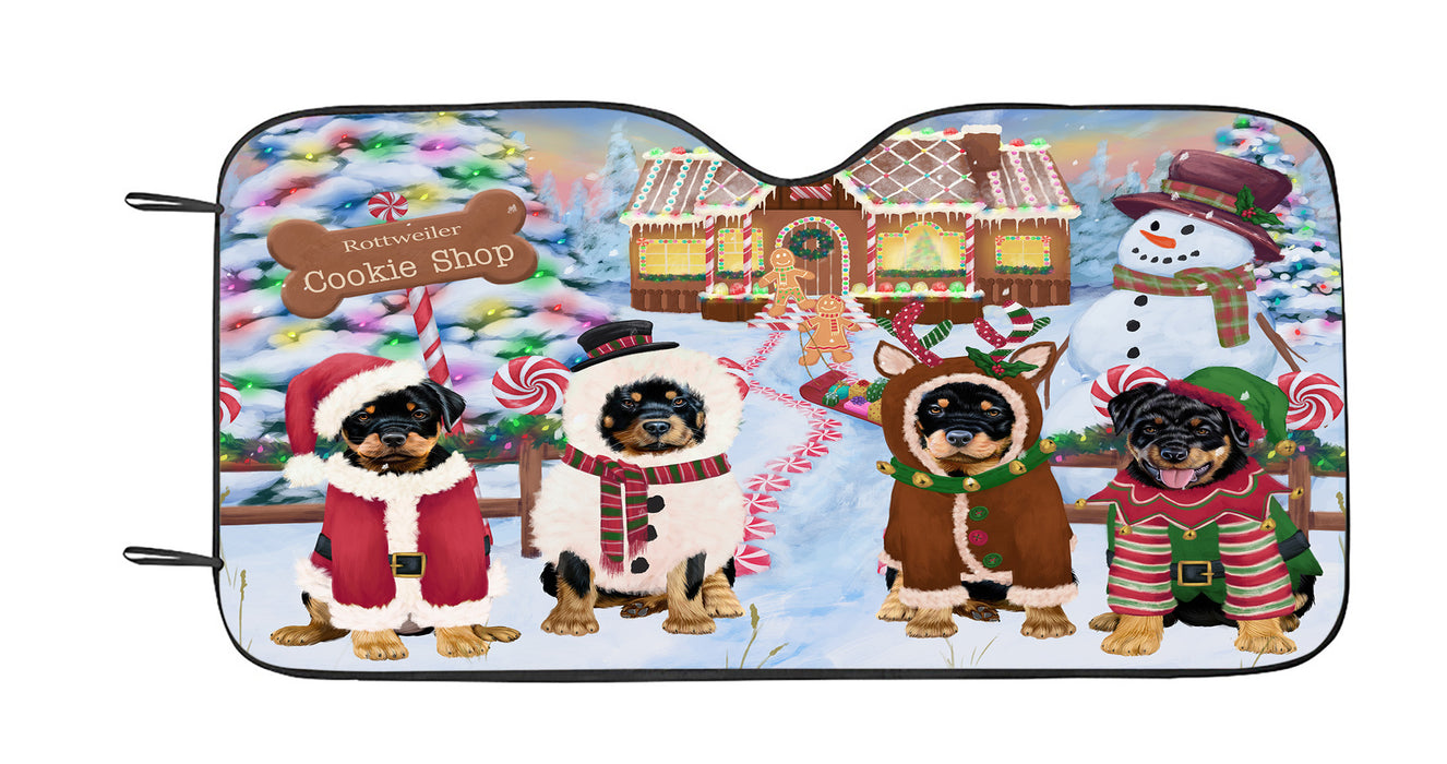 Holiday Gingerbread Cookie Rottweiler Dogs Car Sun Shade