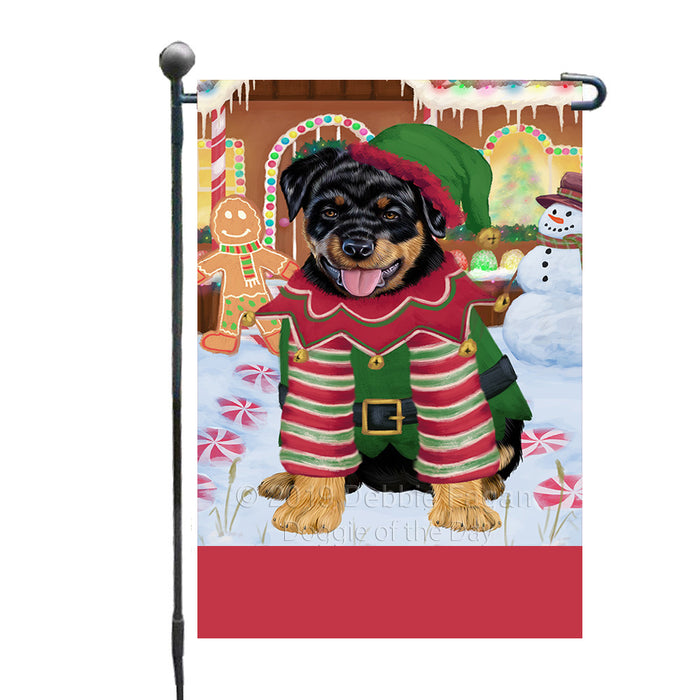 Personalized Gingerbread Candyfest Rottweiler Dog Custom Garden Flag GFLG64142
