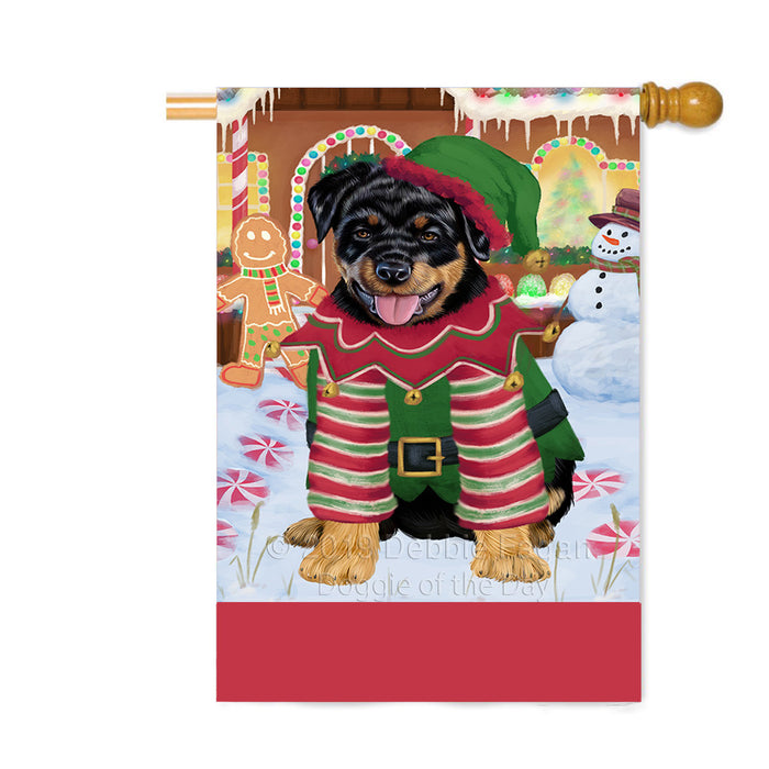 Personalized Gingerbread Candyfest Rottweiler Dog Custom House Flag FLG63925