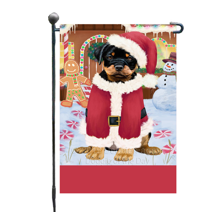 Personalized Gingerbread Candyfest Rottweiler Dog Custom Garden Flag GFLG64144
