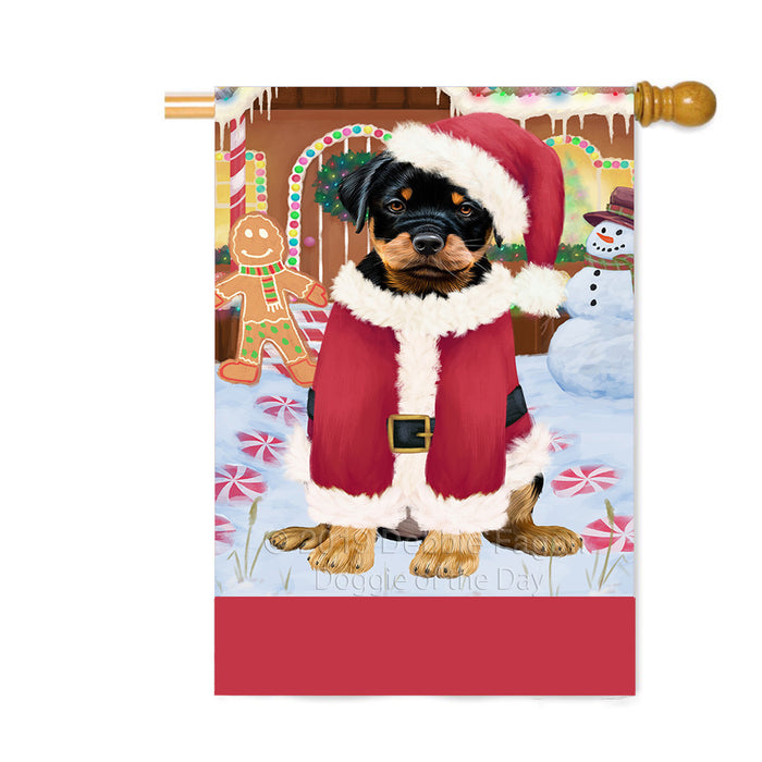 Personalized Gingerbread Candyfest Rottweiler Dog Custom House Flag FLG63927