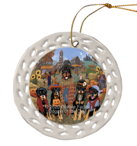 Halloween 'Round Town Rottweiler Dogs Doily Ornament DPOR58059
