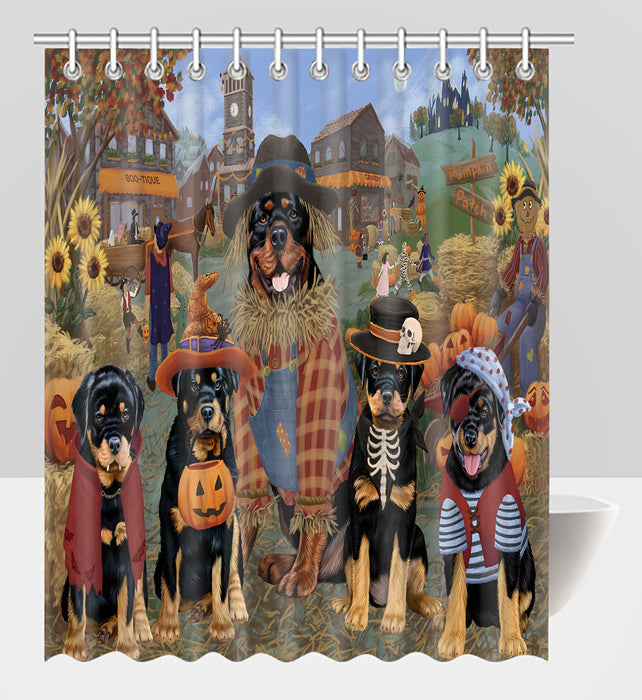 Halloween 'Round Town Rottweiler Dogs Shower Curtain