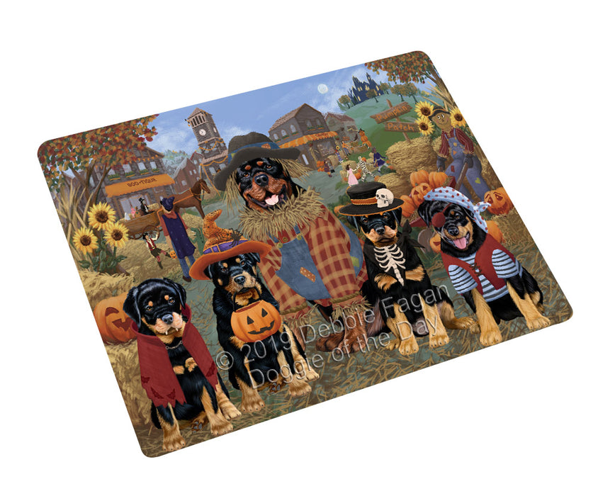 Halloween 'Round Town Rottweiler Dogs Cutting Board - For Kitchen - Scratch & Stain Resistant - Designed To Stay In Place - Easy To Clean By Hand - Perfect for Chopping Meats, Vegetables
