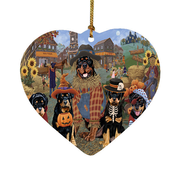 Halloween 'Round Town Rottweiler Dogs Heart Christmas Ornament HPOR57695