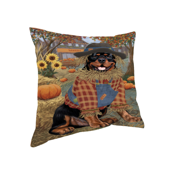 Fall Pumpkin Scarecrow Rhodesian Ridgeback Dogs Pillow PIL85372 (18x18)