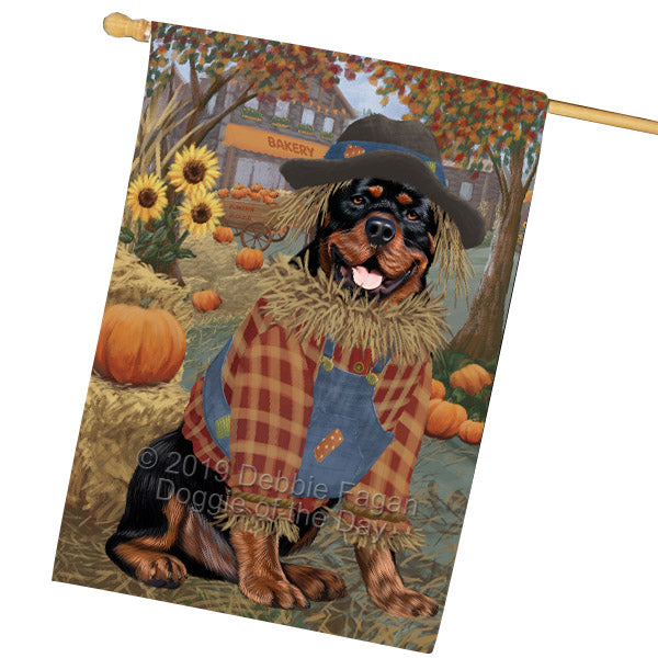 Fall Pumpkin Scarecrow Rottweiler Dogs House Flag FLG65968