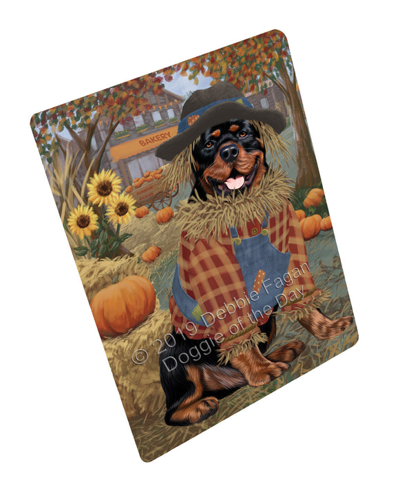 Fall Pumpkin Scarecrow Rottweiler Dogs Cutting Board - For Kitchen - Scratch & Stain Resistant - Designed To Stay In Place - Easy To Clean By Hand - Perfect for Chopping Meats, Vegetables