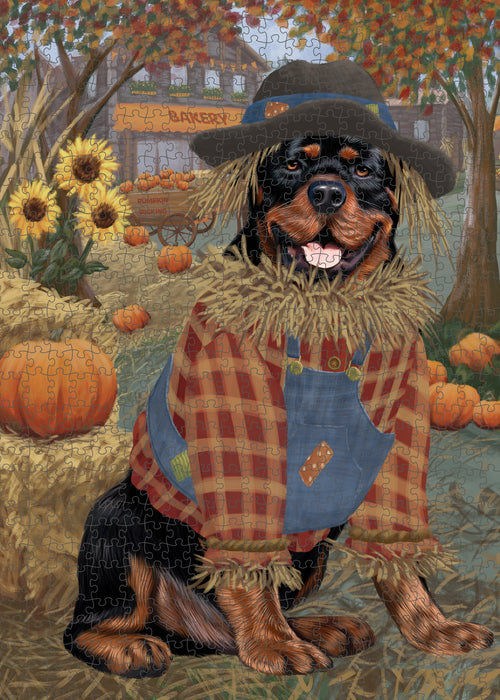 Fall Pumpkin Scarecrow Rottweiler Dogs Puzzle  PUZL98992