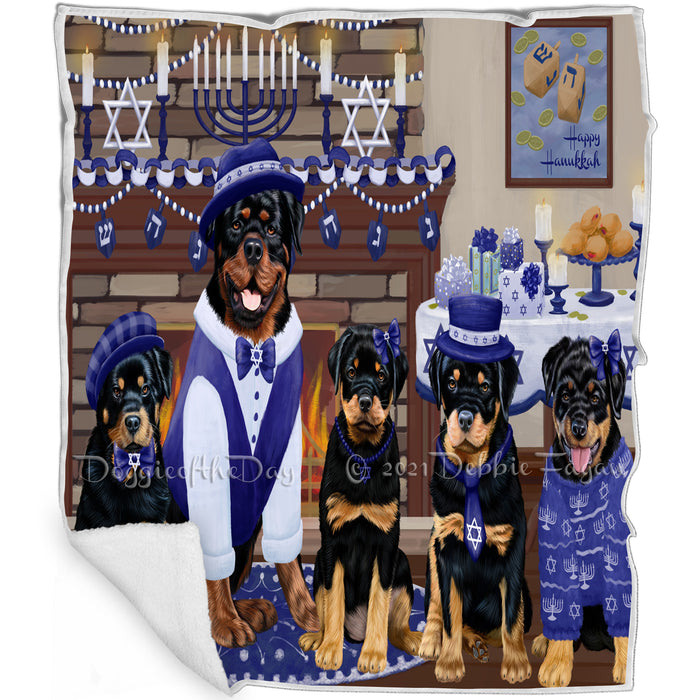 Happy Hanukkah Rottweiler Dogs Blanket BLNKT144027