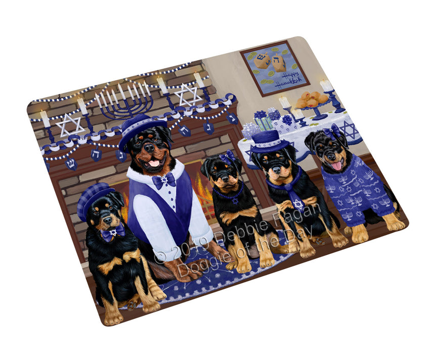 Happy Hanukkah Family Rottweiler Dogs Cutting Board - For Kitchen - Scratch & Stain Resistant - Designed To Stay In Place - Easy To Clean By Hand - Perfect for Chopping Meats, Vegetables