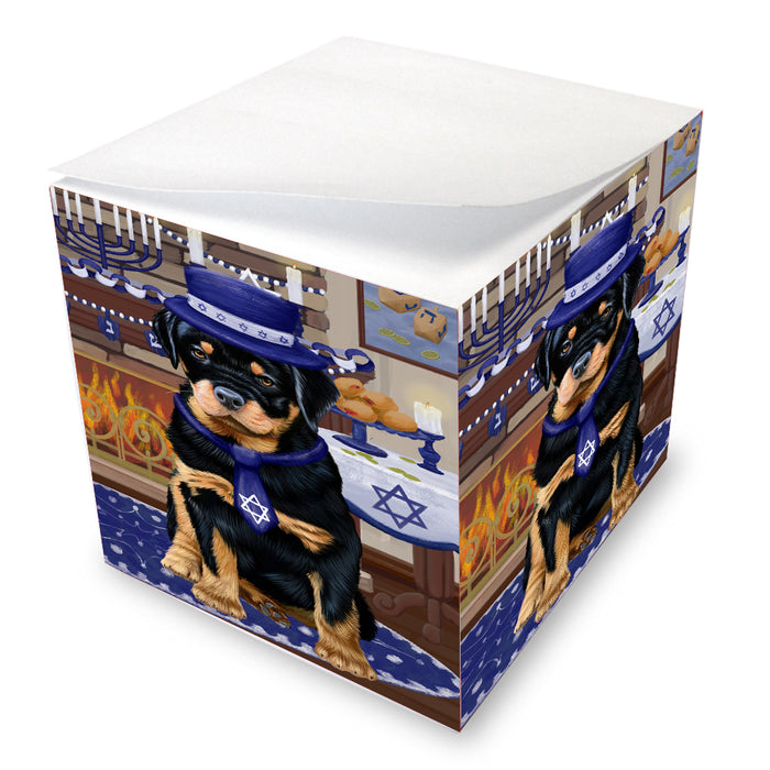 Happy Hanukkah Family Rottweiler Dogs Note Cube NOC-DOTD-A57644