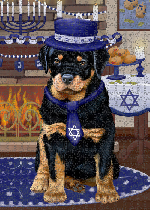 Happy Hanukkah Rottweiler Dog Puzzle with Photo Tin PUZ99112