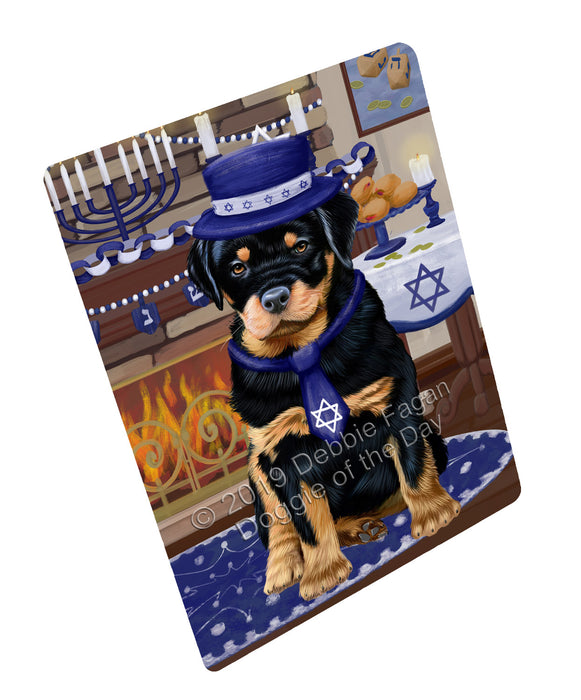 Happy Hanukkah Rottweiler Dog Cutting Board - For Kitchen - Scratch & Stain Resistant - Designed To Stay In Place - Easy To Clean By Hand - Perfect for Chopping Meats, Vegetables