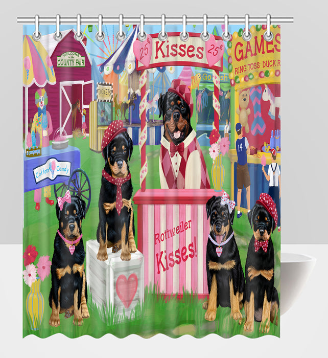 Carnival Kissing Booth Rottweiler Dogs Shower Curtain