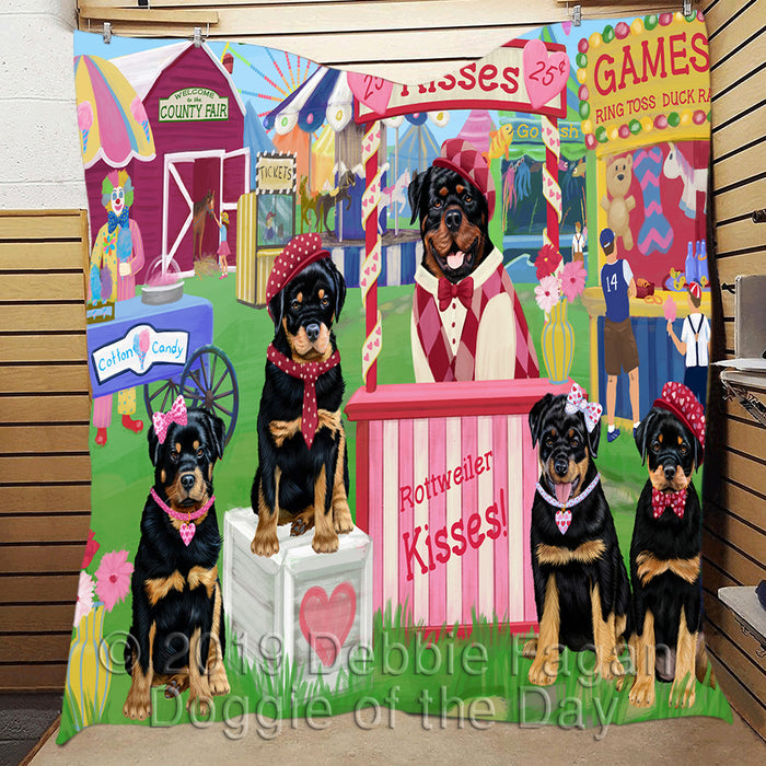 Carnival Kissing Booth Rottweiler Dogs Quilt