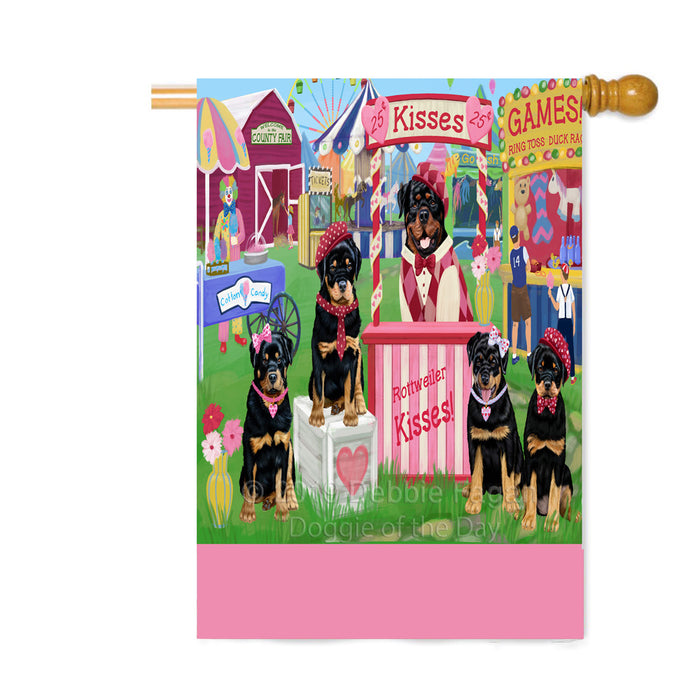 Personalized Carnival Kissing Booth Rottweiler Dogs Custom House Flag FLG63632