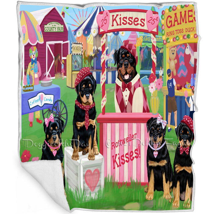 Carnival Kissing Booth Rottweilers Dog Blanket BLNKT122682