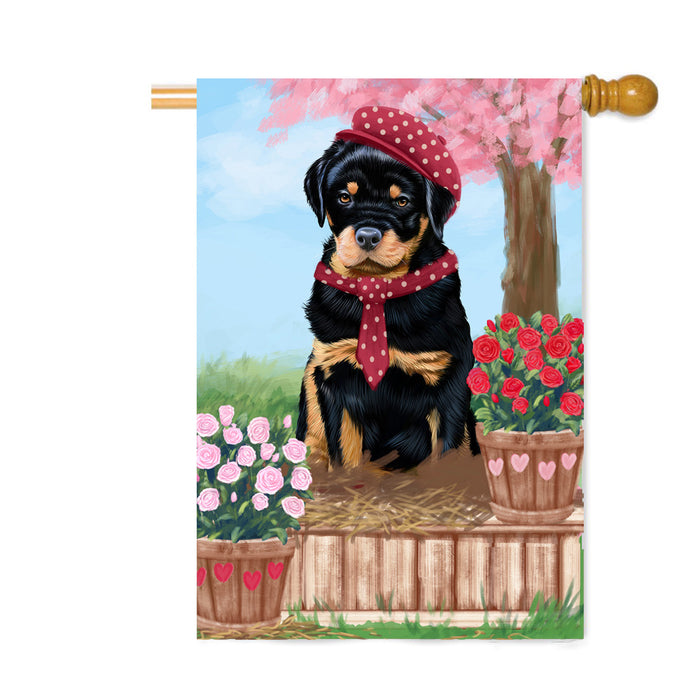 Personalized Rosie 25 Cent Kisses Rottweiler Dog Custom House Flag FLG64925