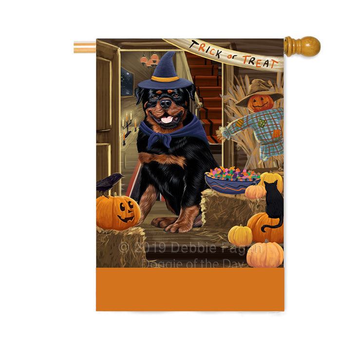 Personalized Enter at Own Risk Trick or Treat Halloween Rottweiler Dog Custom House Flag FLG-DOTD-A59750