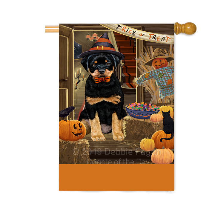 Personalized Enter at Own Risk Trick or Treat Halloween Rottweiler Dog Custom House Flag FLG-DOTD-A59752