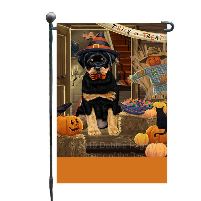 Personalized Enter at Own Risk Trick or Treat Halloween Rottweiler Dog Custom Garden Flags GFLG-DOTD-A59696