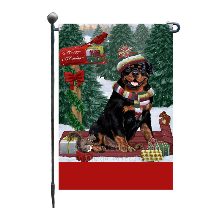 Personalized Merry Christmas Woodland Sled  Rottweiler Dog Custom Garden Flags GFLG-DOTD-A61668