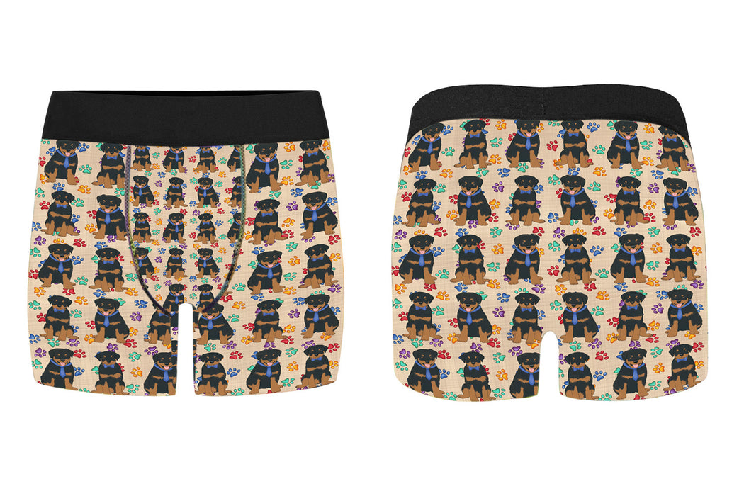 Rainbow Paw Print Rottweiler Dogs Blue Men's Classic Boxer Briefs