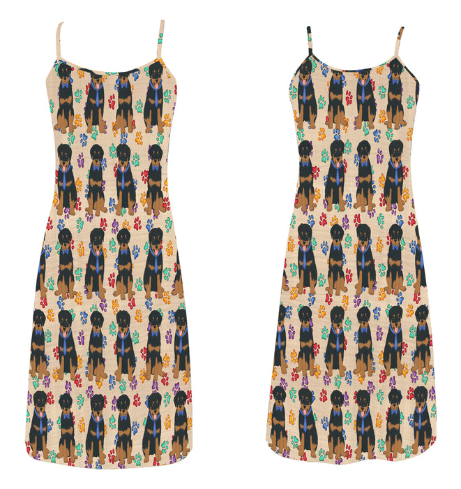 Rainbow Paw Print Rottweiler Dogs Blue Alcestis Slip Dress