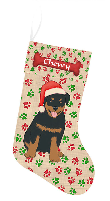Pet Name Personalized Christmas Paw Print Rottweiler Dogs Stocking