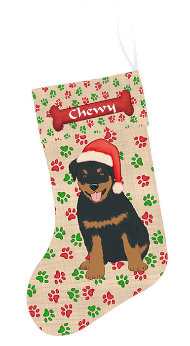 Pet Name Personalized Christmas Paw Print Rottweiler Dogs Stocking