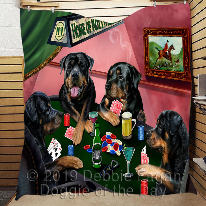Home of  Rottweiler Dogs Playing Poker Quilt