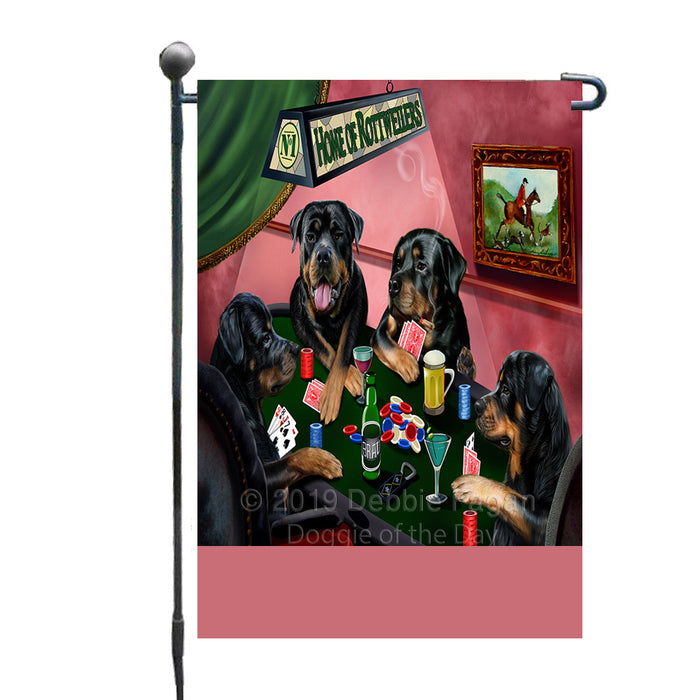 Personalized Home of Rottweiler Dogs Four Dogs Playing Poker Custom Garden Flags GFLG-DOTD-A60291