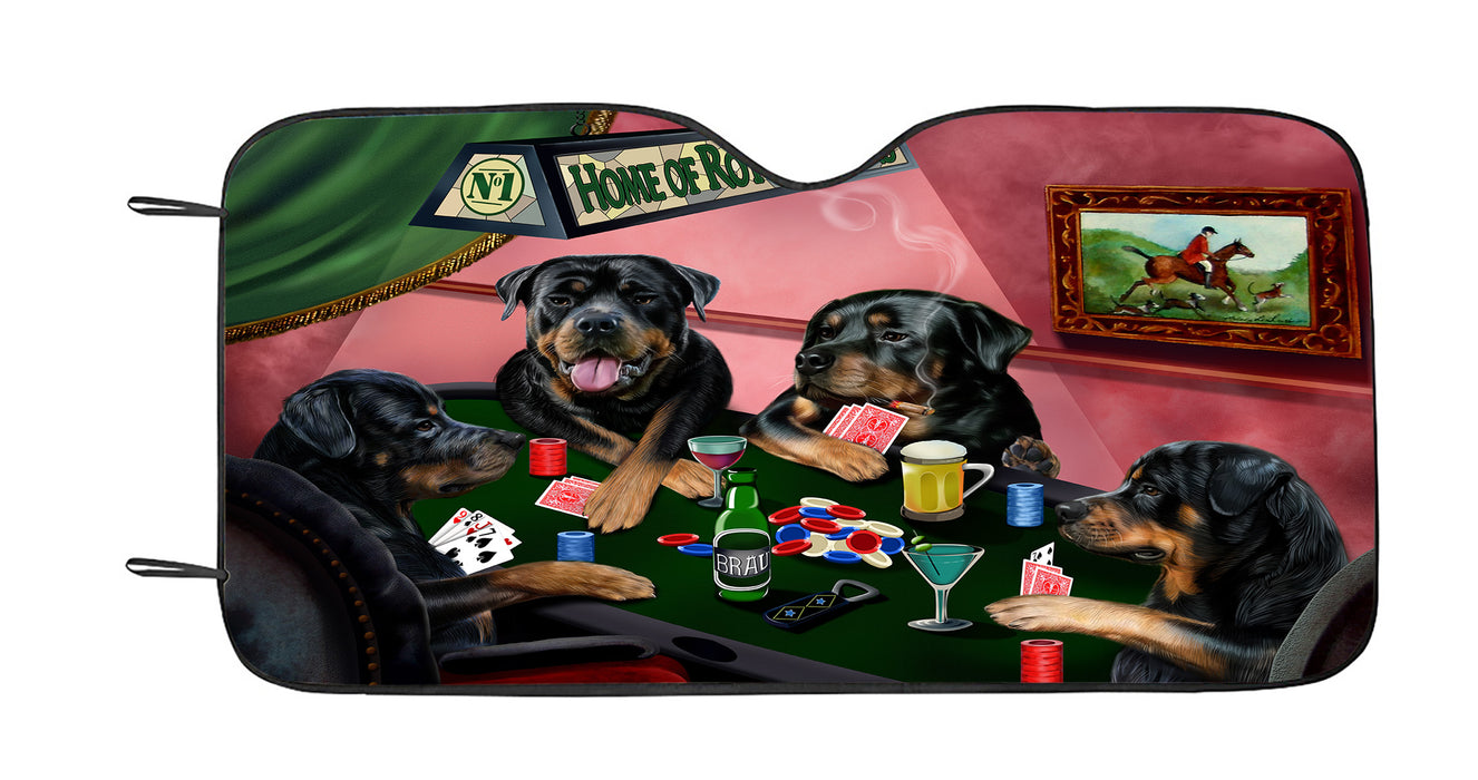 Home of  Rottweiler Dogs Playing Poker Car Sun Shade
