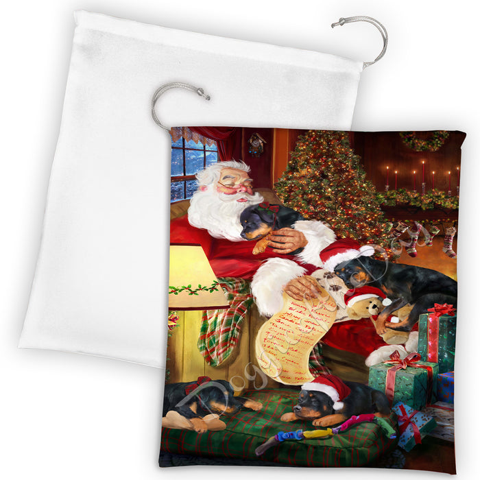Santa Sleeping with Russian Blue Cats Drawstring Laundry or Gift Bag LGB48842