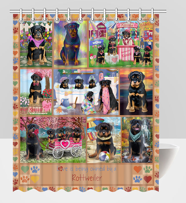 Love is Being Owned Rottweiler Dog Beige Shower Curtain