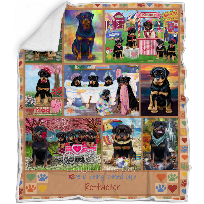Love is Being Owned Rottweiler Dog Beige Blanket BLNKT137784