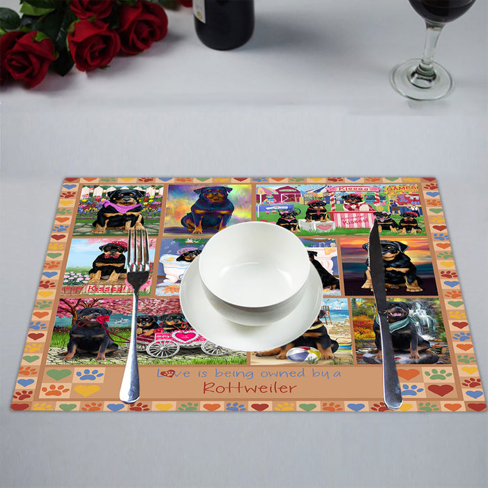 Love is Being Owned Rottweiler Dog Beige Placemat