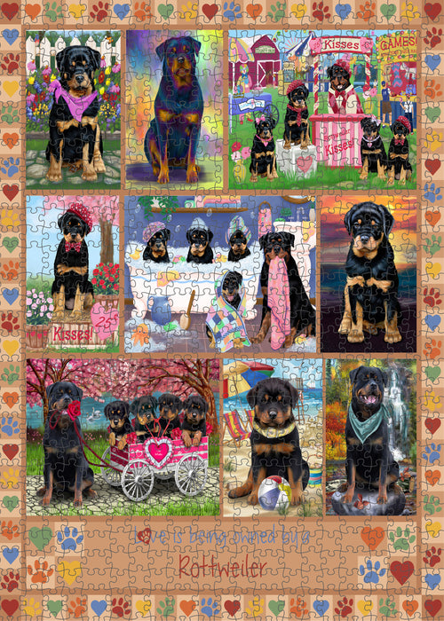 Love is Being Owned Rottweiler Dog Beige Puzzle with Photo Tin PUZL98588