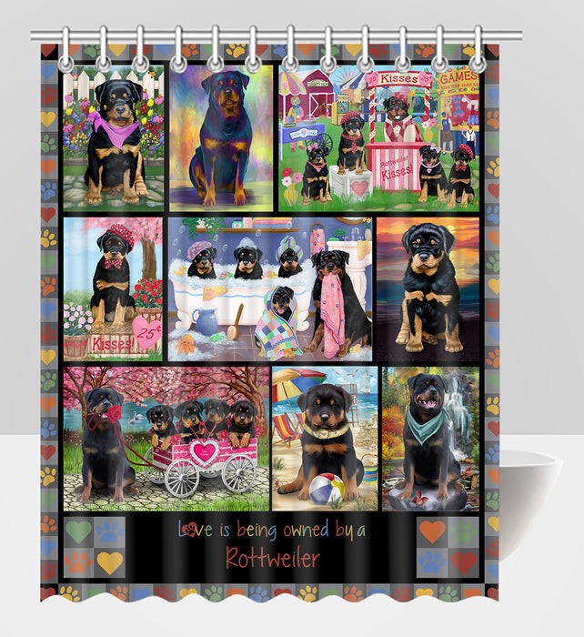 Love is Being Owned Rottweiler Dog Grey Shower Curtain