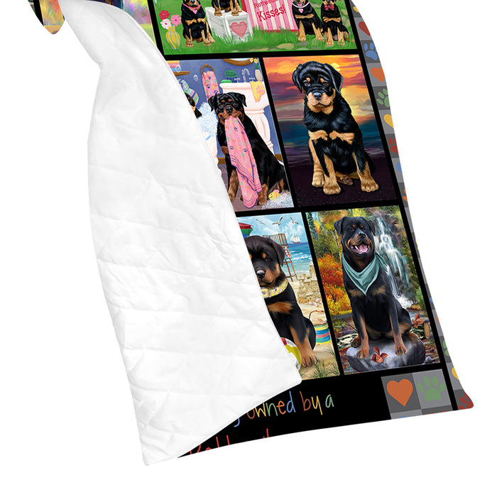 Love is Being Owned Rottweiler Dog Grey Quilt