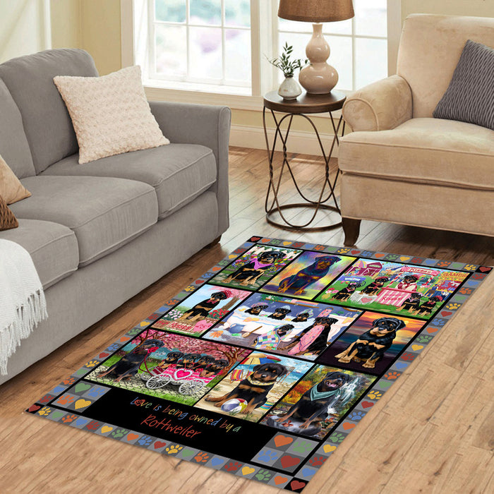 Love is Being Owned Rottweiler Dog Grey Area Rug