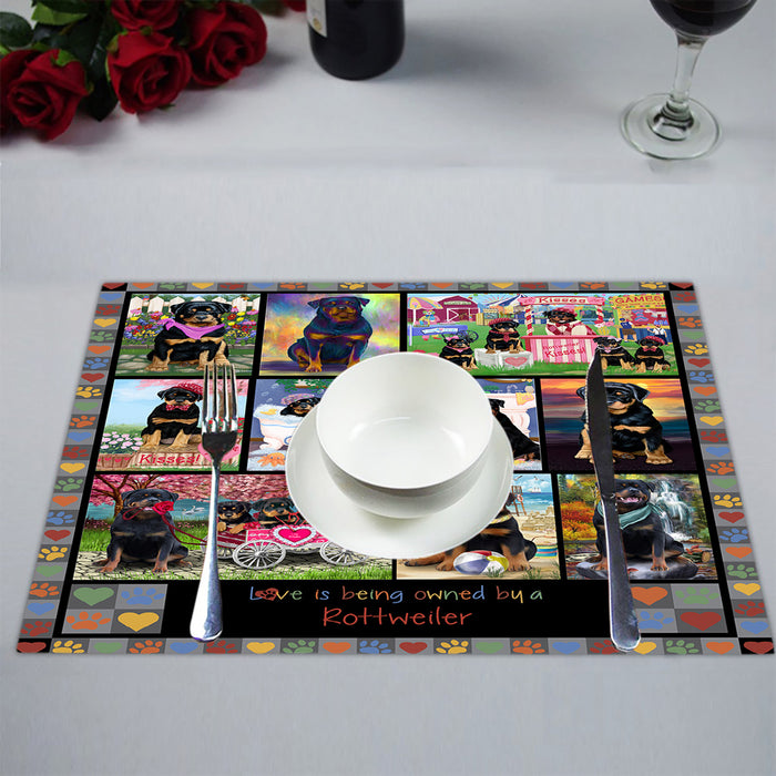 Love is Being Owned Rottweiler Dog Grey Placemat