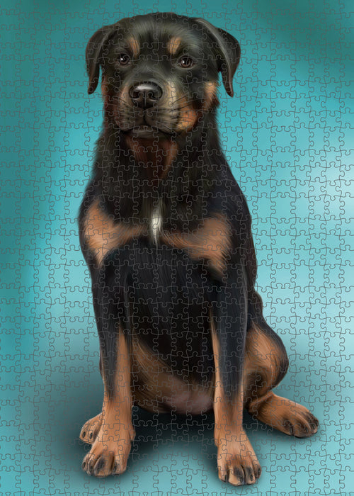 Rottweiler Dog Portrait Jigsaw Puzzle for Adults Animal Interlocking Puzzle Game Unique Gift for Dog Lover's with Metal Tin Box