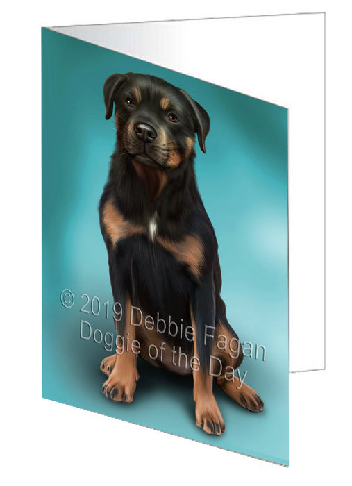 Rottweiler Dog Handmade Artwork Assorted Pets Greeting Cards and Note Cards with Envelopes for All Occasions and Holiday Seasons GCD77675