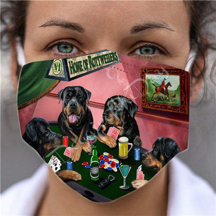 Home of Rottweiler Dogs Playing Poker Face Mask FM49815