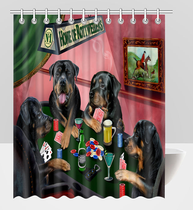 Home of  Rottweiler Dogs Playing Poker Shower Curtain