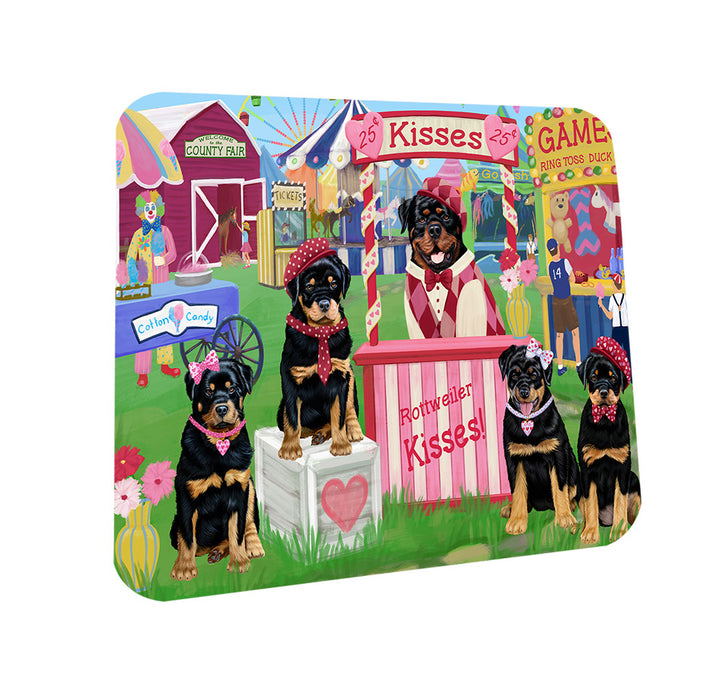 Carnival Kissing Booth Rottweilers Dog Coasters Set of 4 CST55876