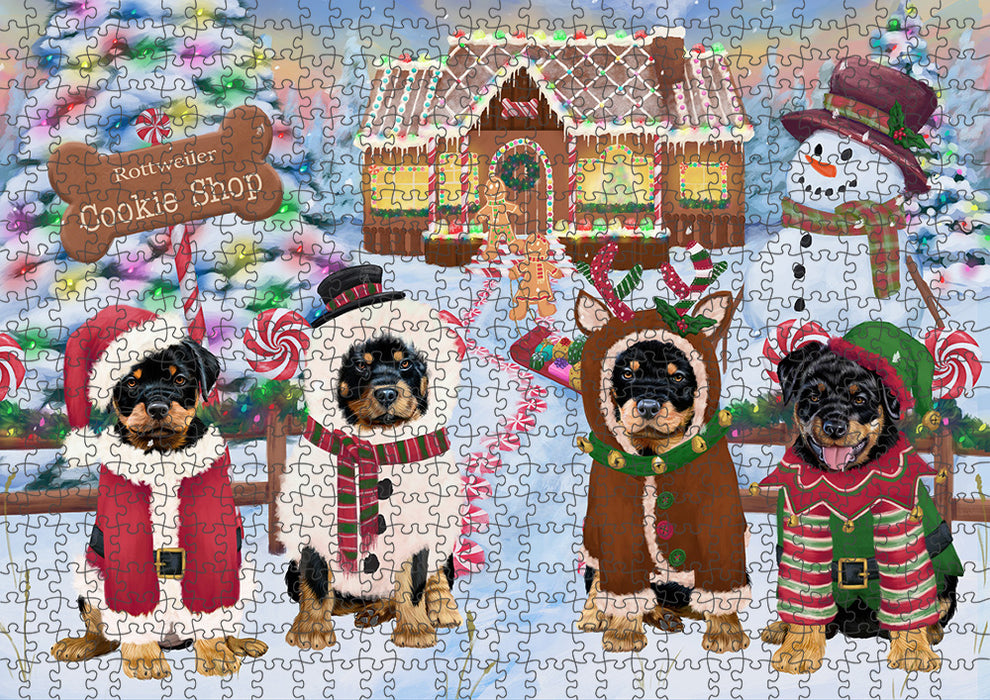 Holiday Gingerbread Cookie Shop Rottweilers Dog Puzzle  PUZL94260